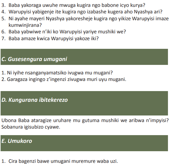 Course: Kinyarwanda, Topic: UMUTWE WA MBERE: UMUCO N’INDANGAGACIRO ...